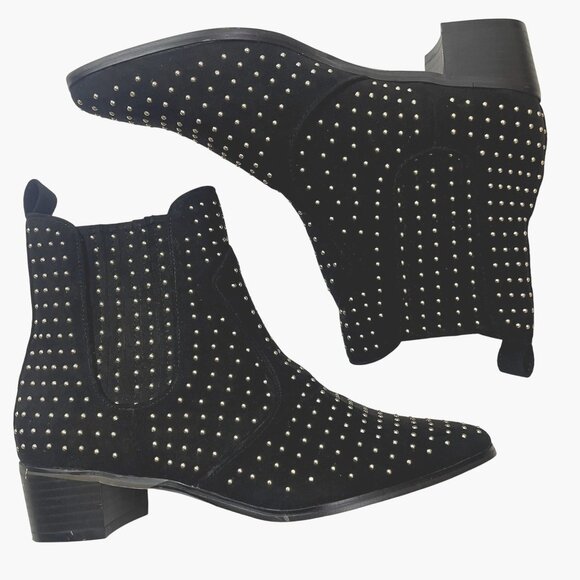 BCBG Shoes - BCBGeneration Womens Black Studded Ankle Boots Seude Chukka 8B